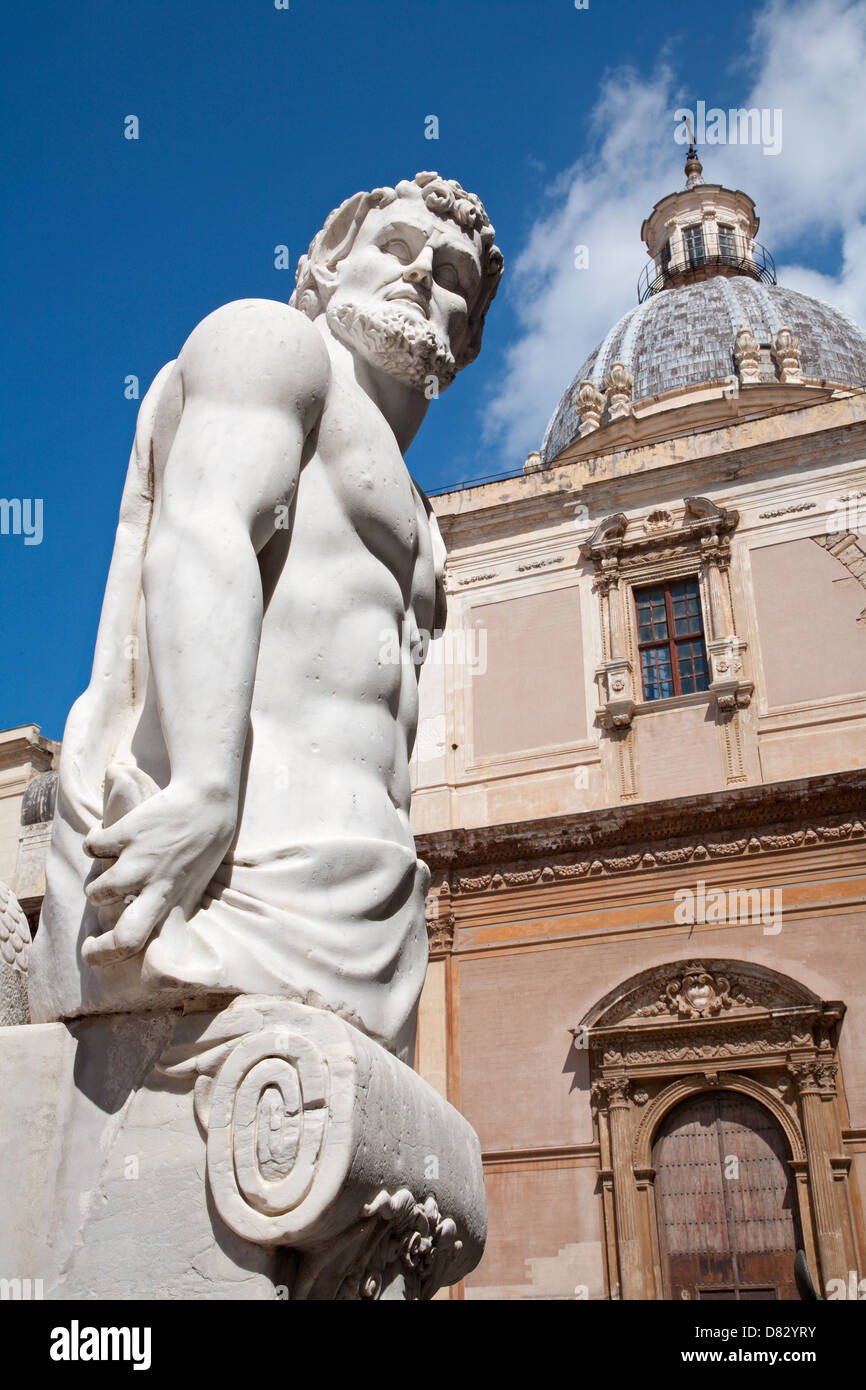 Palermo - Detail from Florentine fountain on Piazza Pretoria Stock Photo