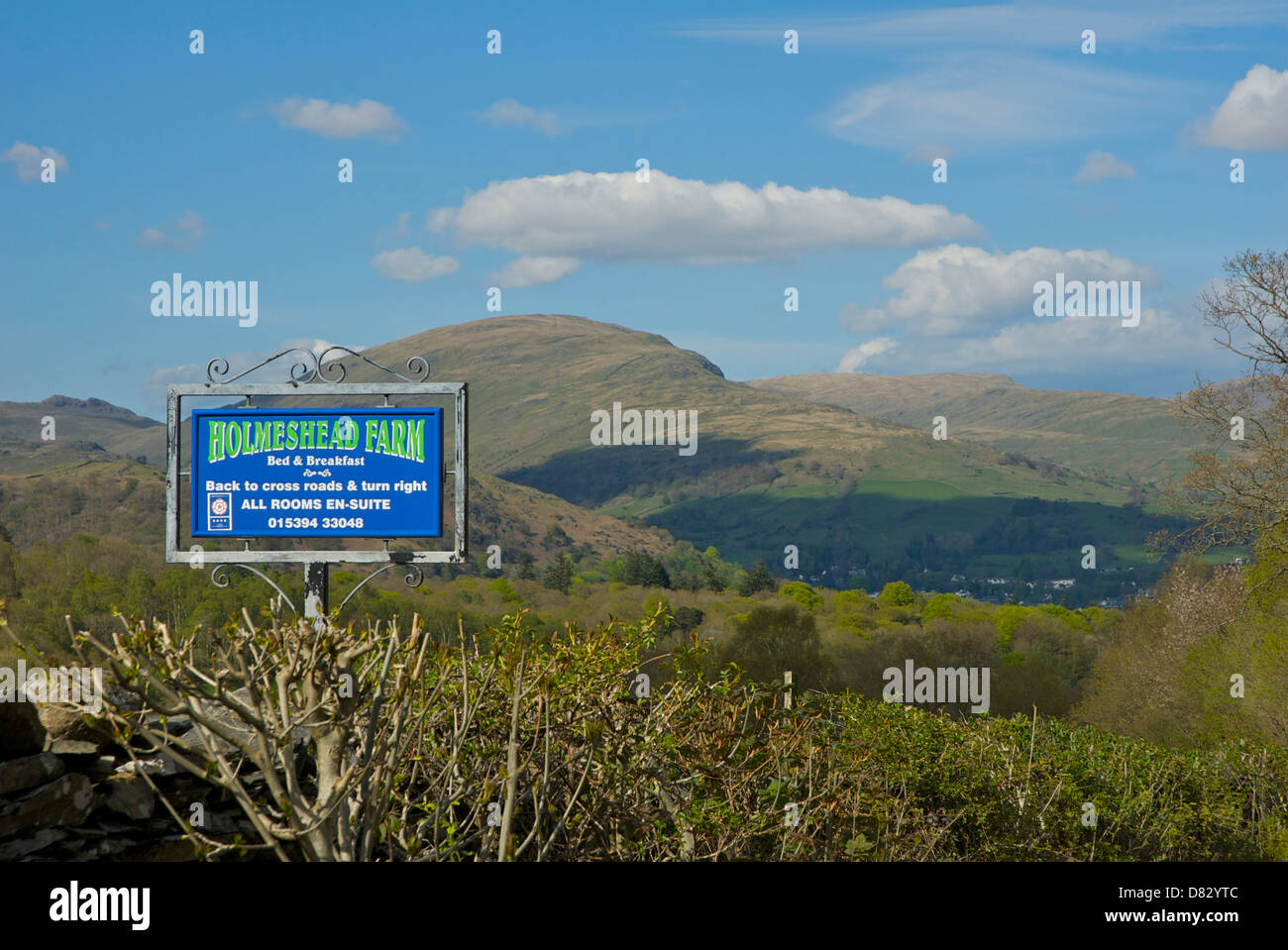 Sign for Holmeshead Farm bed & breakfast, near Ambleside, Lake District