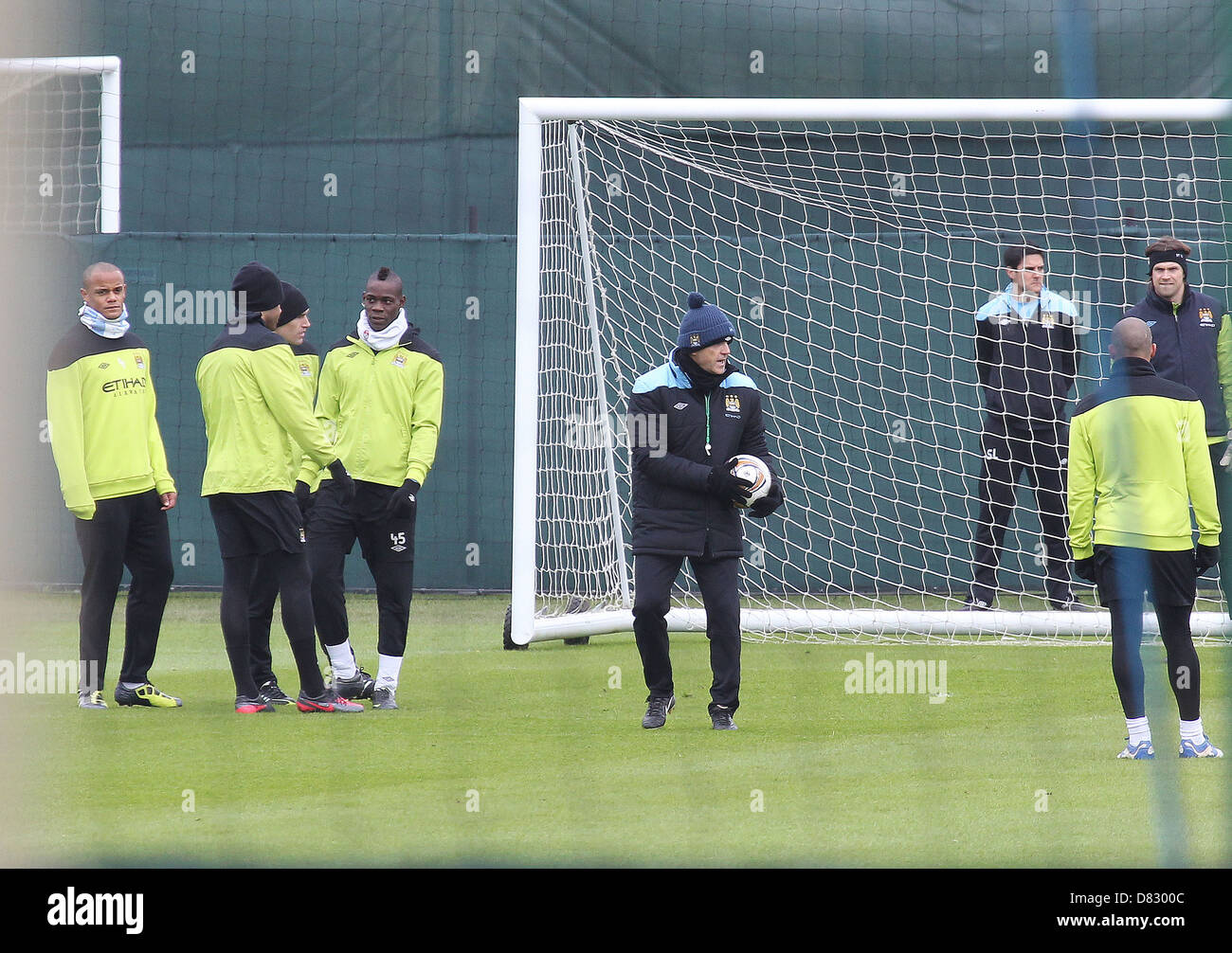Mario Balotelli and Roberto Mancini Manchester City F.C at their training ground in Manchester Manchester, England - 14.02.12 Stock Photo
