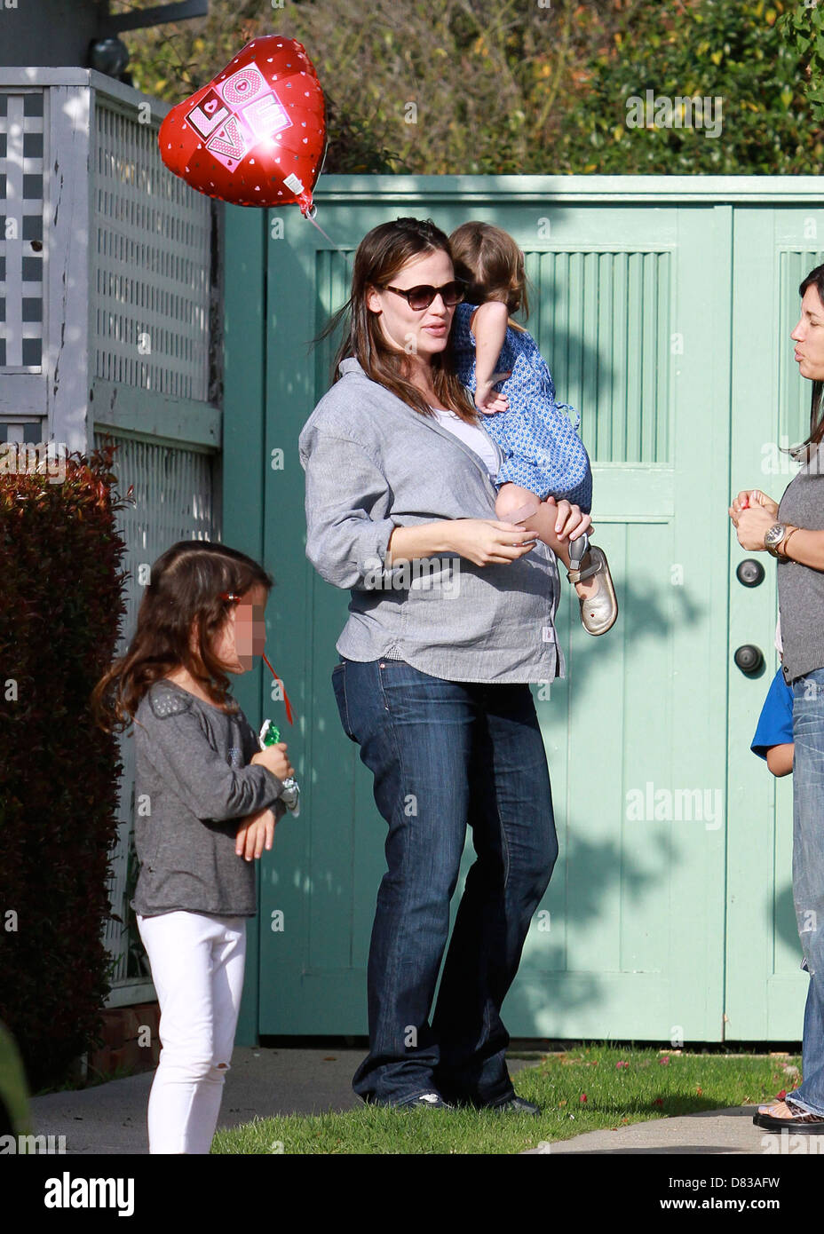 Jennifer Garner and her youngest daughter Seraphina Affleck attend a Valentines themed party at a private residence in Santa Stock Photo