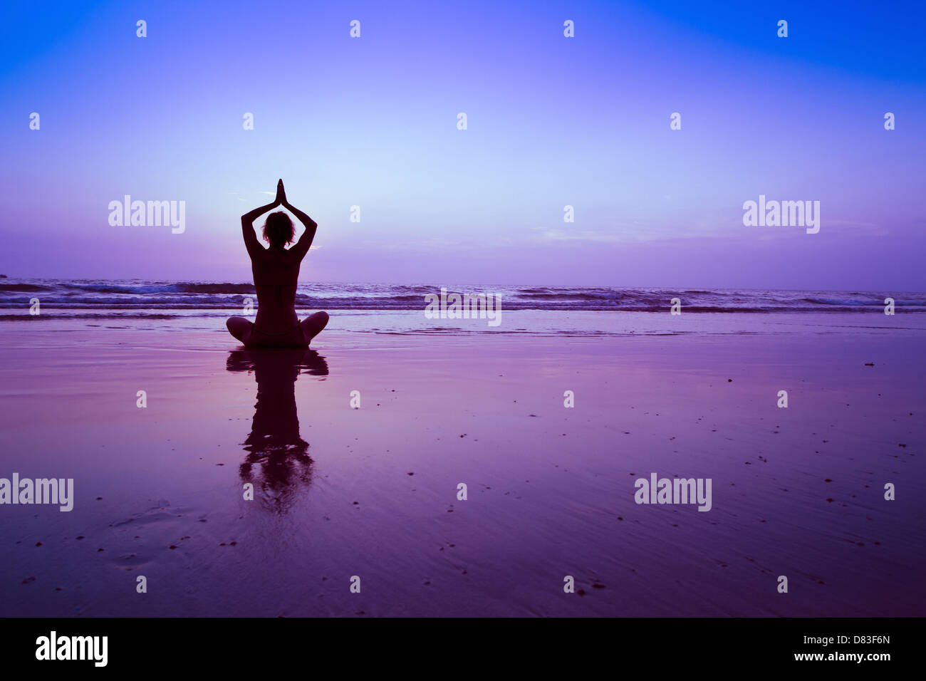 yoga on the beach, meditation Stock Photo