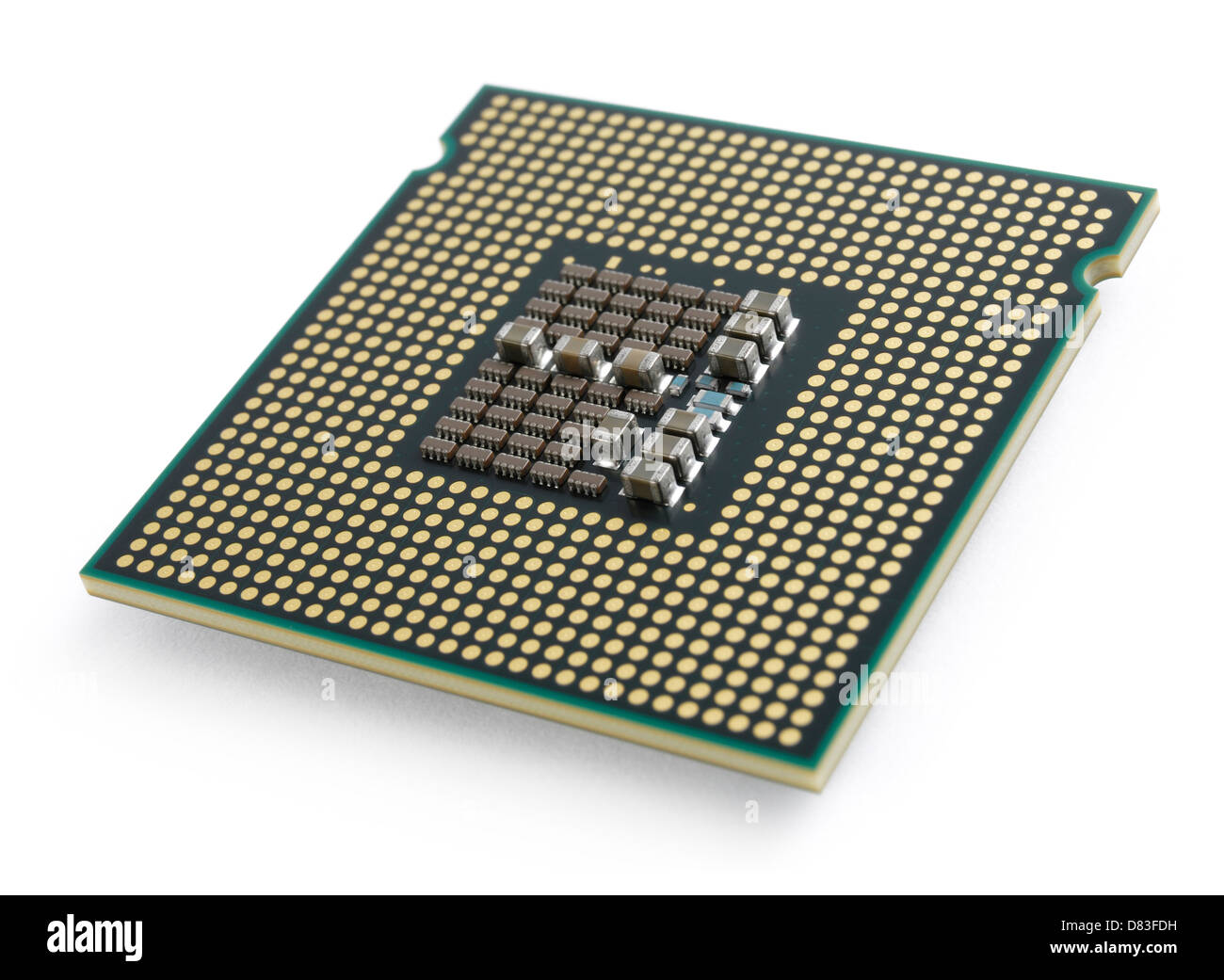 Intel CPU Core 2 Quad Q6600 Quad core computer processor closeup LGA775  socket contacts isolated on white background Stock Photo - Alamy