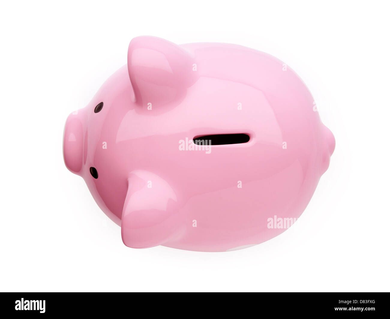 Pink cute piggy bank isolated on white background with clipping path ...