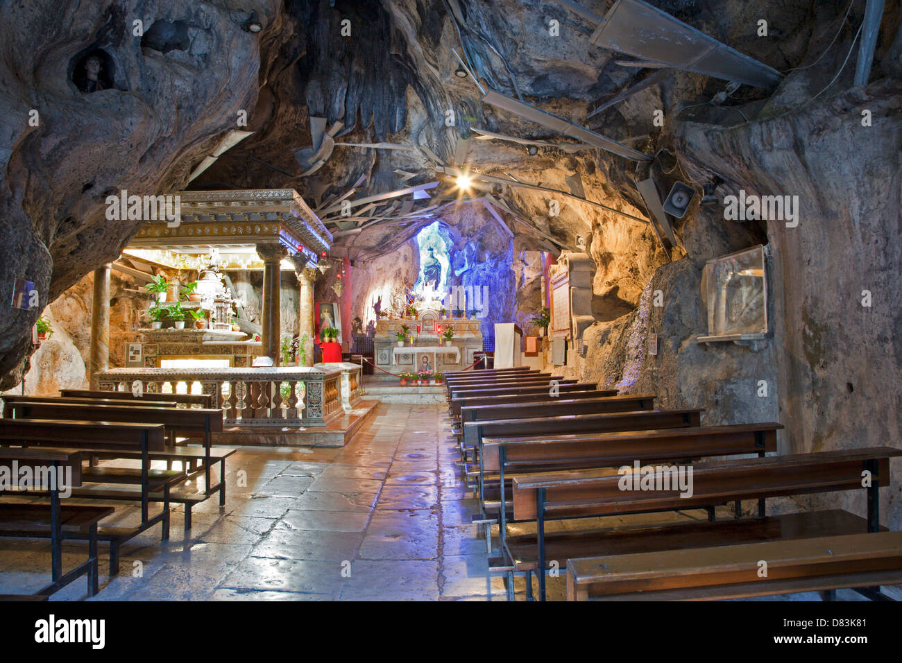 PALERMO - APRIL 9: Cave of Santuario di Santa Rosalia. Stock Photo