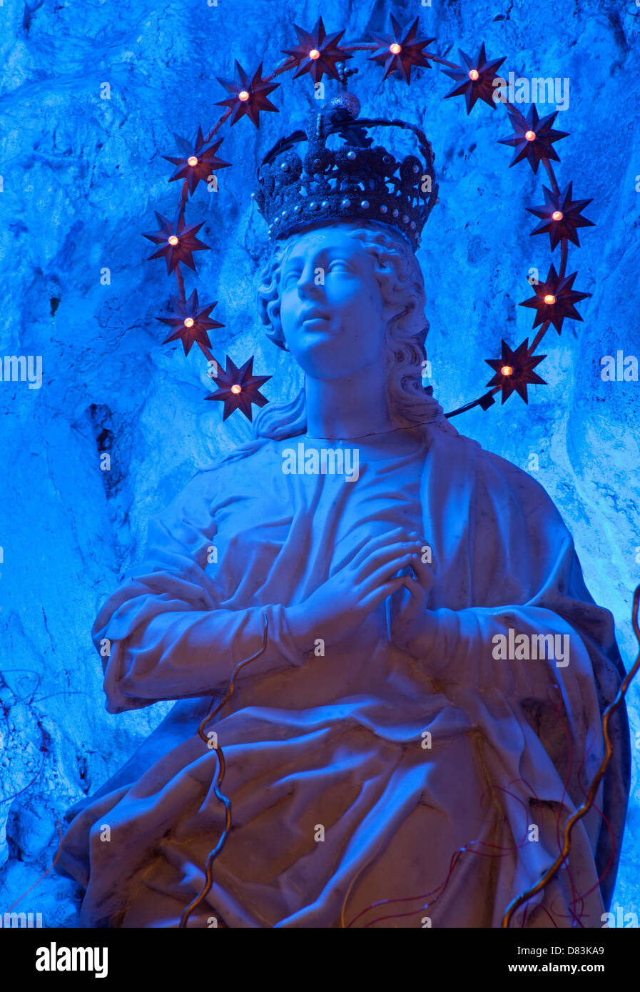 PALERMO - APRIL 9: Statue of hl. Mary in cave of Santuario santa Rosalia. Stock Photo
