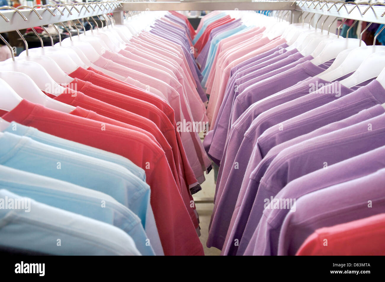 Colorful tshirts on the hanger Stock Photo Alamy