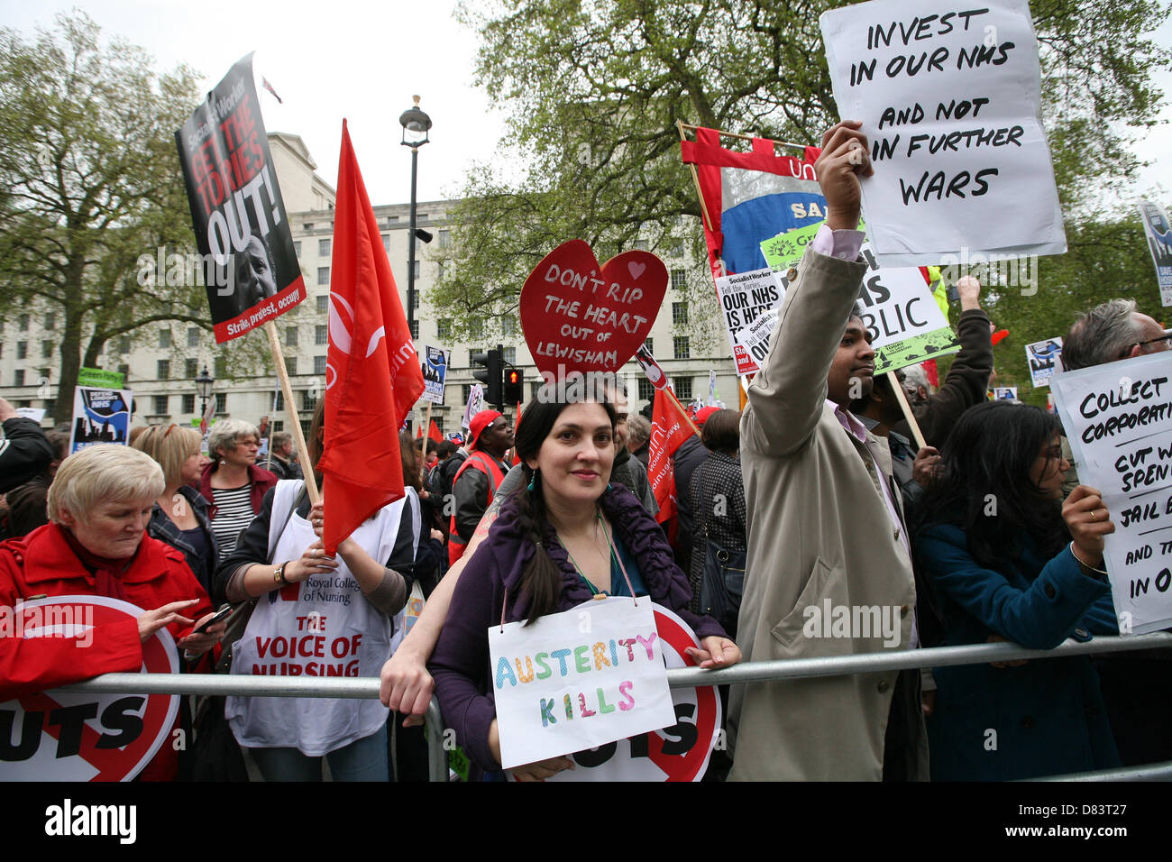 London, UK. 18th May 2013. Thousands march to Downing Street to protest cuts in the NHS  Credit:  Mario Mitsis / Alamy Live News Stock Photo
