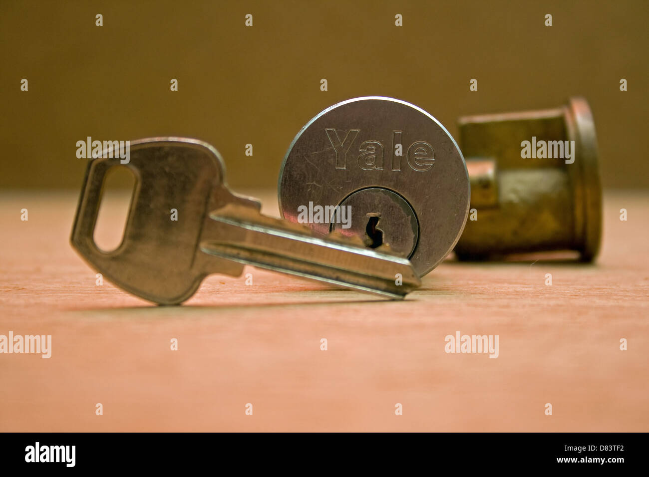 Yale lock with its key Stock Photo Alamy