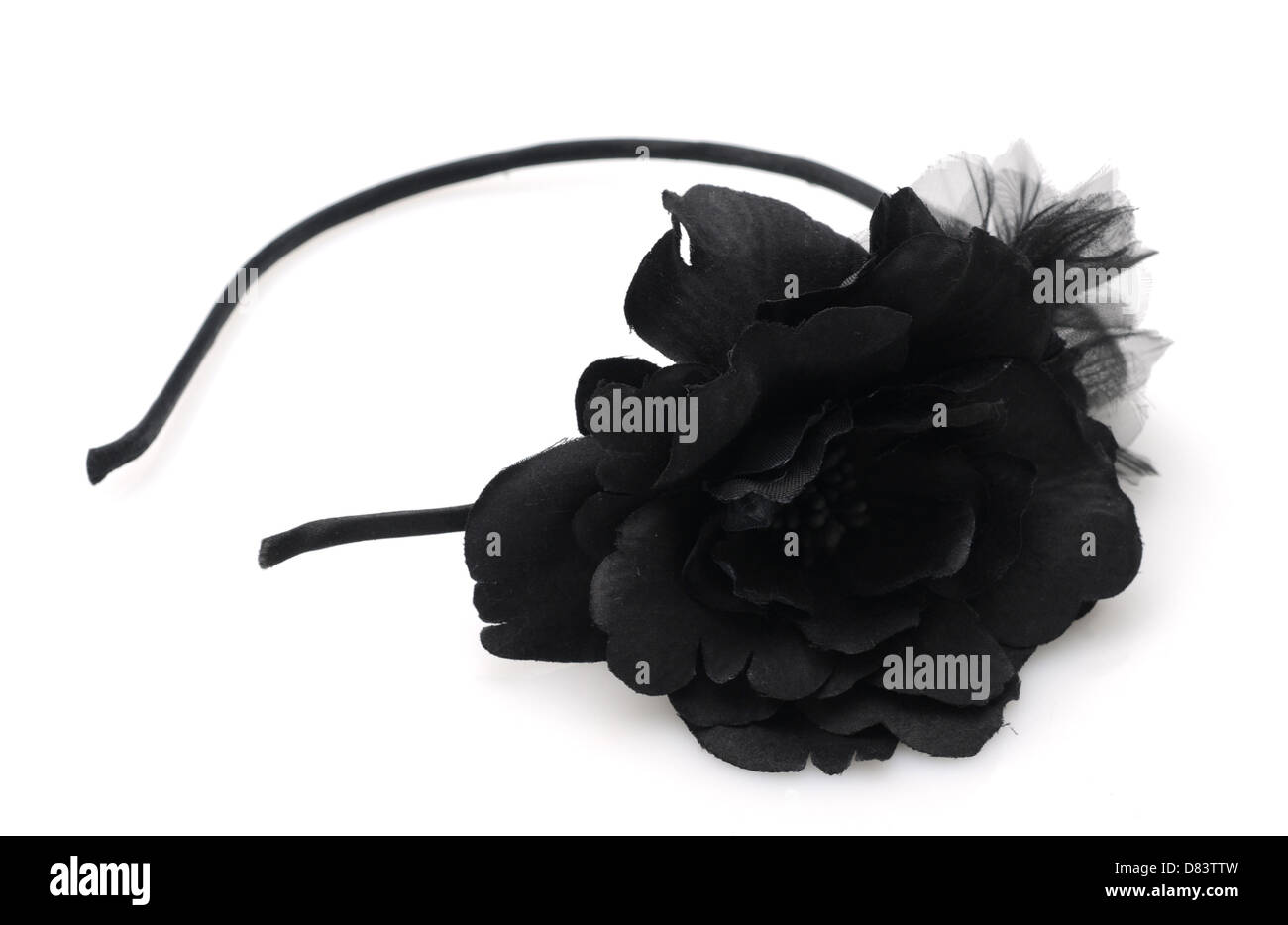 Black flower headband fashion accessory for hair Stock Photo