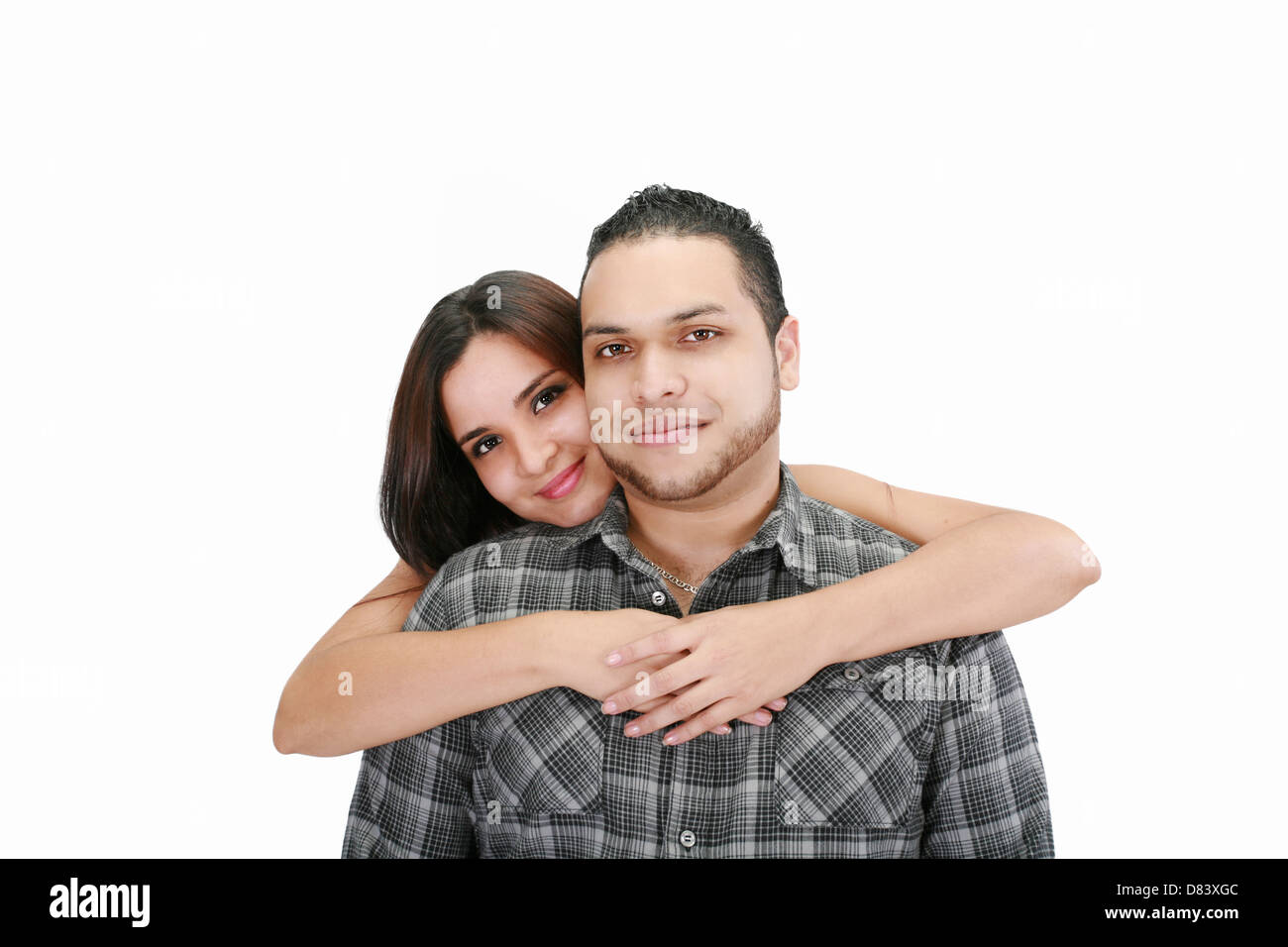 couple posing isolated on a white background Stock Photo - Alamy