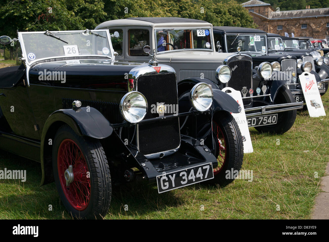 A classic & vintage car show at Chatsworth, Derbyshire, England, U.K. Stock Photo