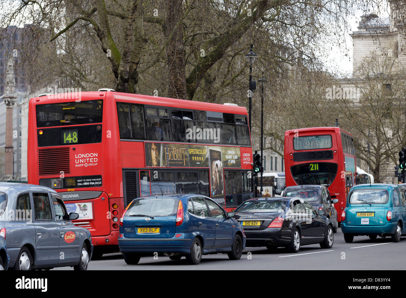 London double decker buses in London, United kingdom Stock Photo