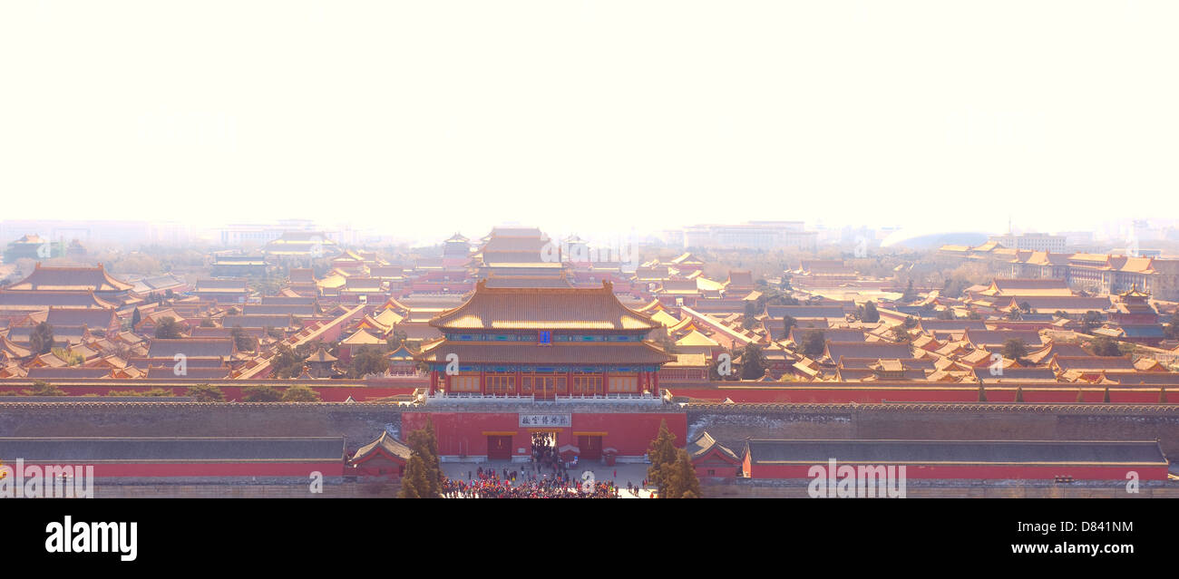 aerial view of forbidden city in the sunset,beijing,china Stock Photo