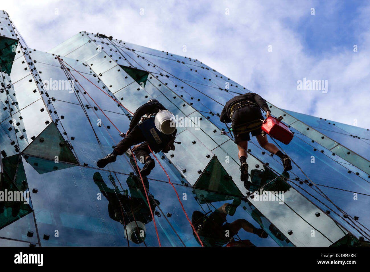 Window Washers on a Skyscraper Stock Photo Alamy