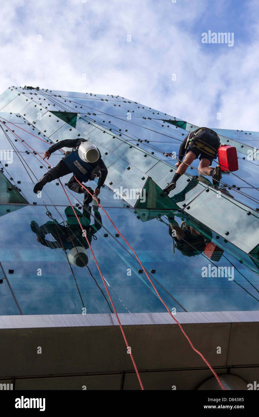 Window Washers on a Skyscraper Stock Photo Alamy