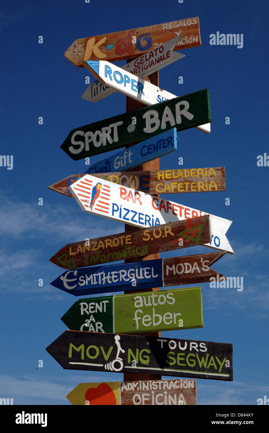 Signs In Playa Blanca Lanzarote Stock Photo 56639855 Alamy