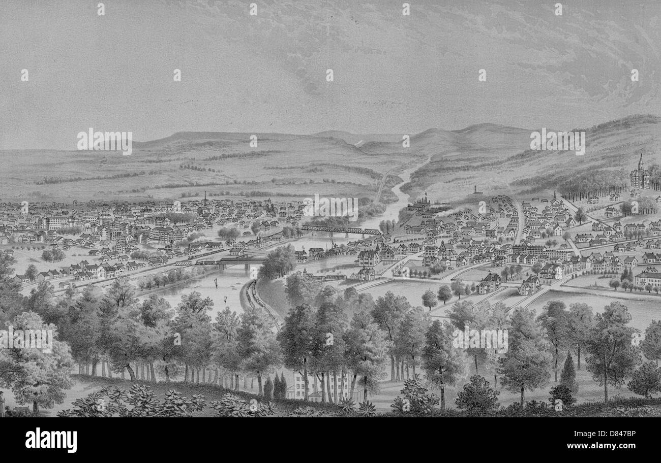 Bethlehem and South Bethlehem, Pa. Looking north east, circa 1877 Stock ...