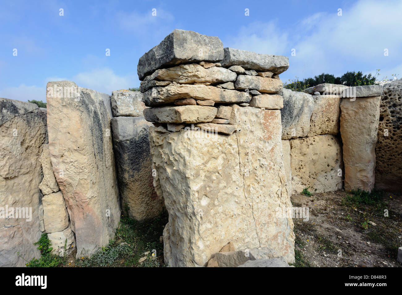 megalithic Temple Hal Tarxien 2.500  b.C., Malta, UNESCO-Heritage Sitr Stock Photo