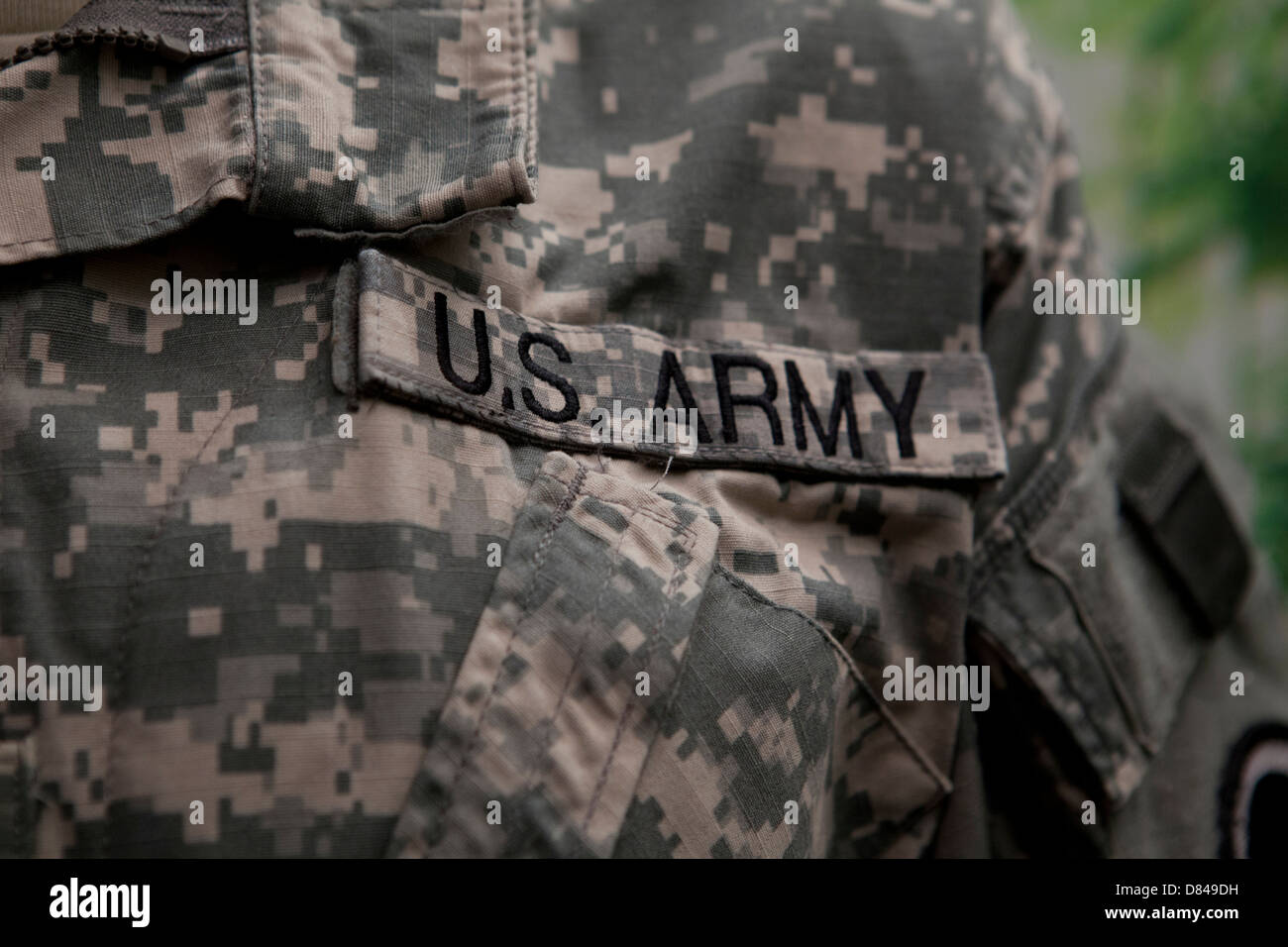 US Army tape on combat uniform - USA Stock Photo