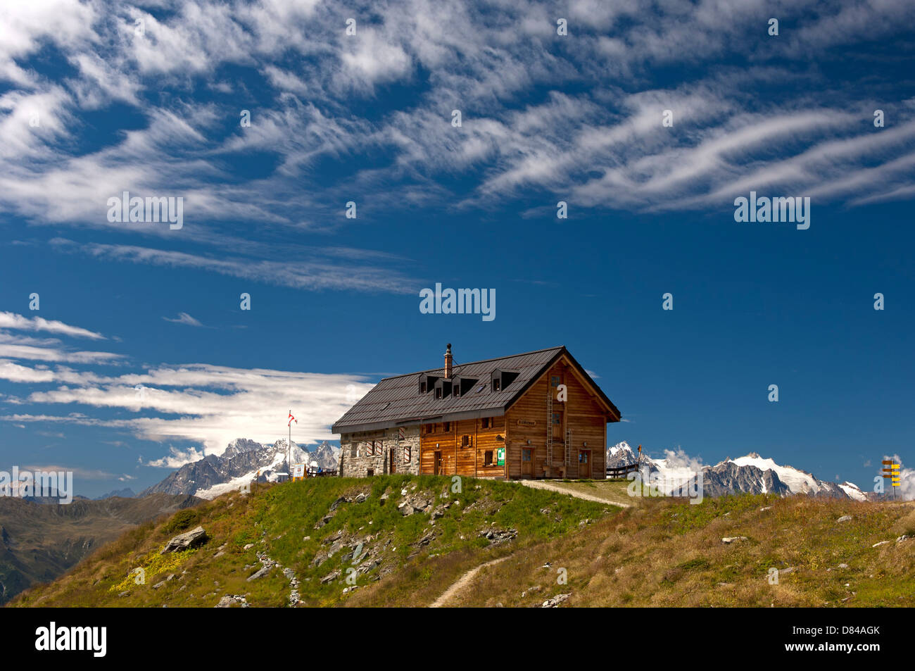 Mountain hut Cabane du Mont Fort of the Swiss Alpine Club (SAC), Verbier, Valais, Switzerland Stock Photo