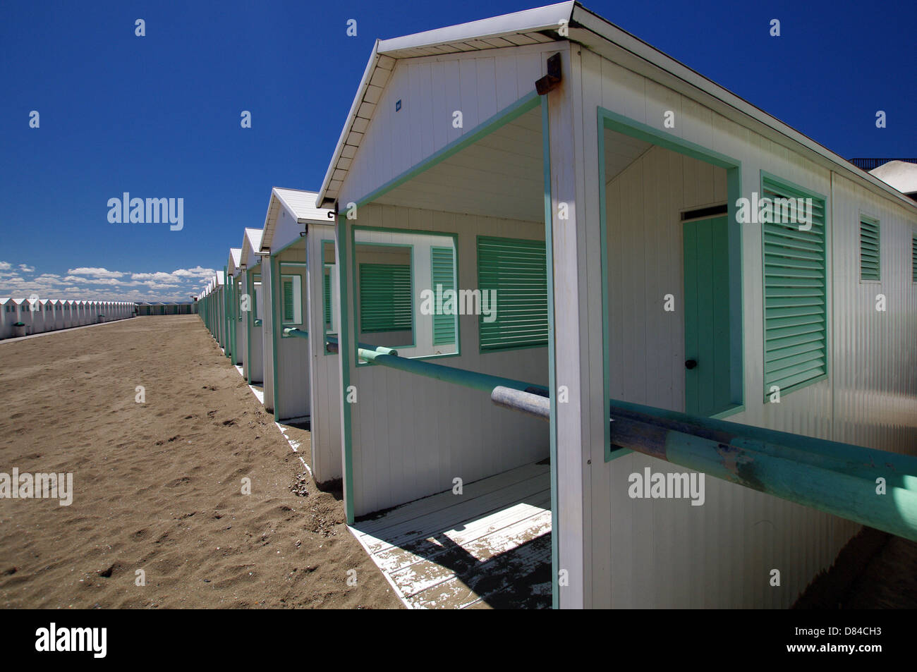 Beach huts at the Lido - Venice, Italy Stock Photo
