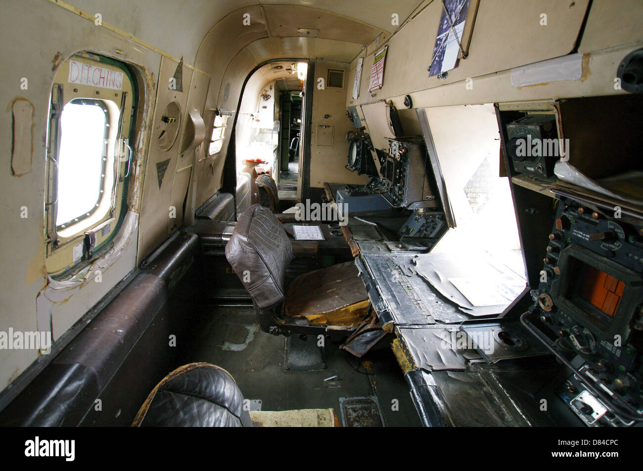 Inside the Avro Shackleton displayed at Gatwick Aviation Museum Stock Photo