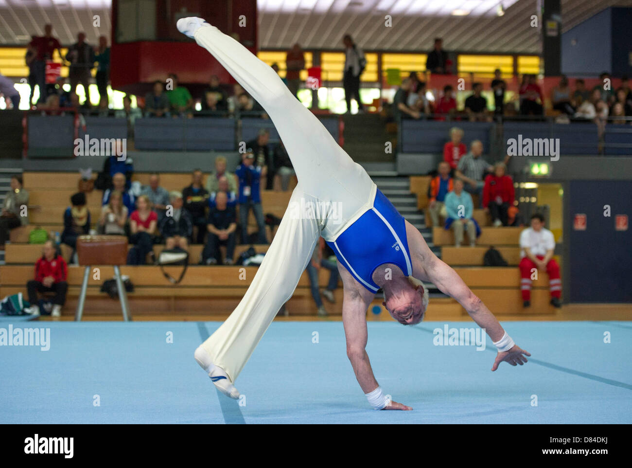 Participant of the German Gymnastics Festival performs an exercise during the Masters