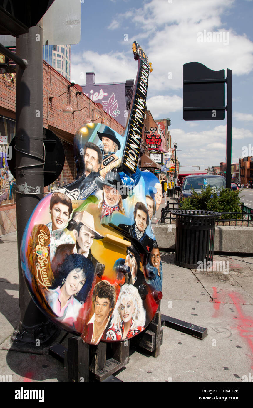Tennessee, Nashville. Typical street scene on Broadway at "Legends