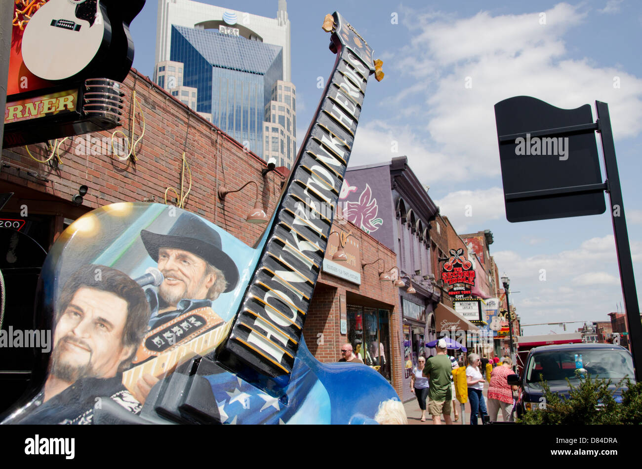 Tennessee, Nashville. Typical street scene on Broadway at "Legends