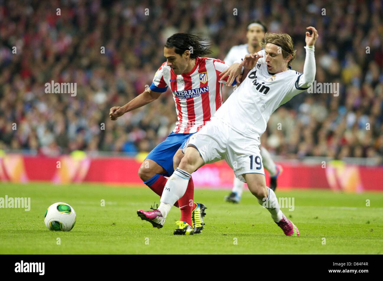 17.05.2013. Madrid, Spain. Copa del Rey final. Real Madrid versus Atletico Madrid. Final score was (1-2) Falcao and Luka Modric Stock Photo