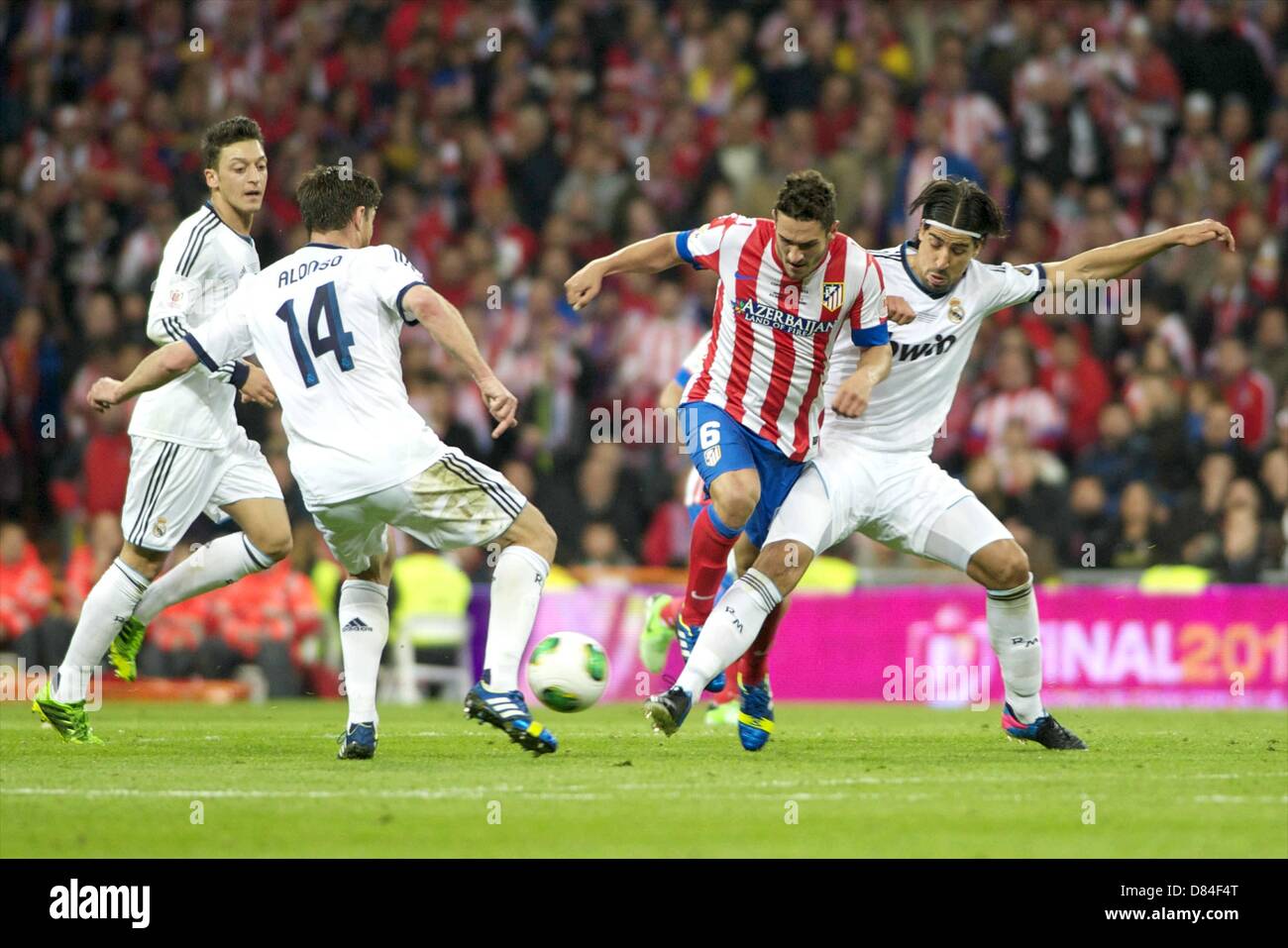 17.05.2013. Madrid, Spain. Copa del Rey final. Real Madrid versus Atletico Madrid. Final score was (1-2) Mesut Ozil Xabi Alonso Koke and Sami Khedira Stock Photo