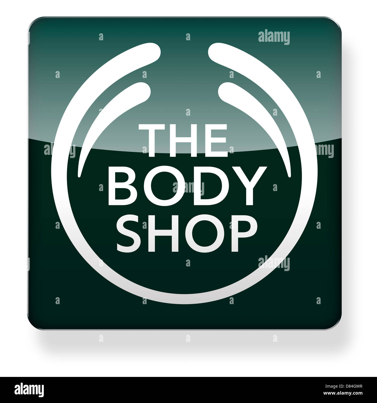 Body Shop logo as an app icon. Clipping path included Stock Photo ...