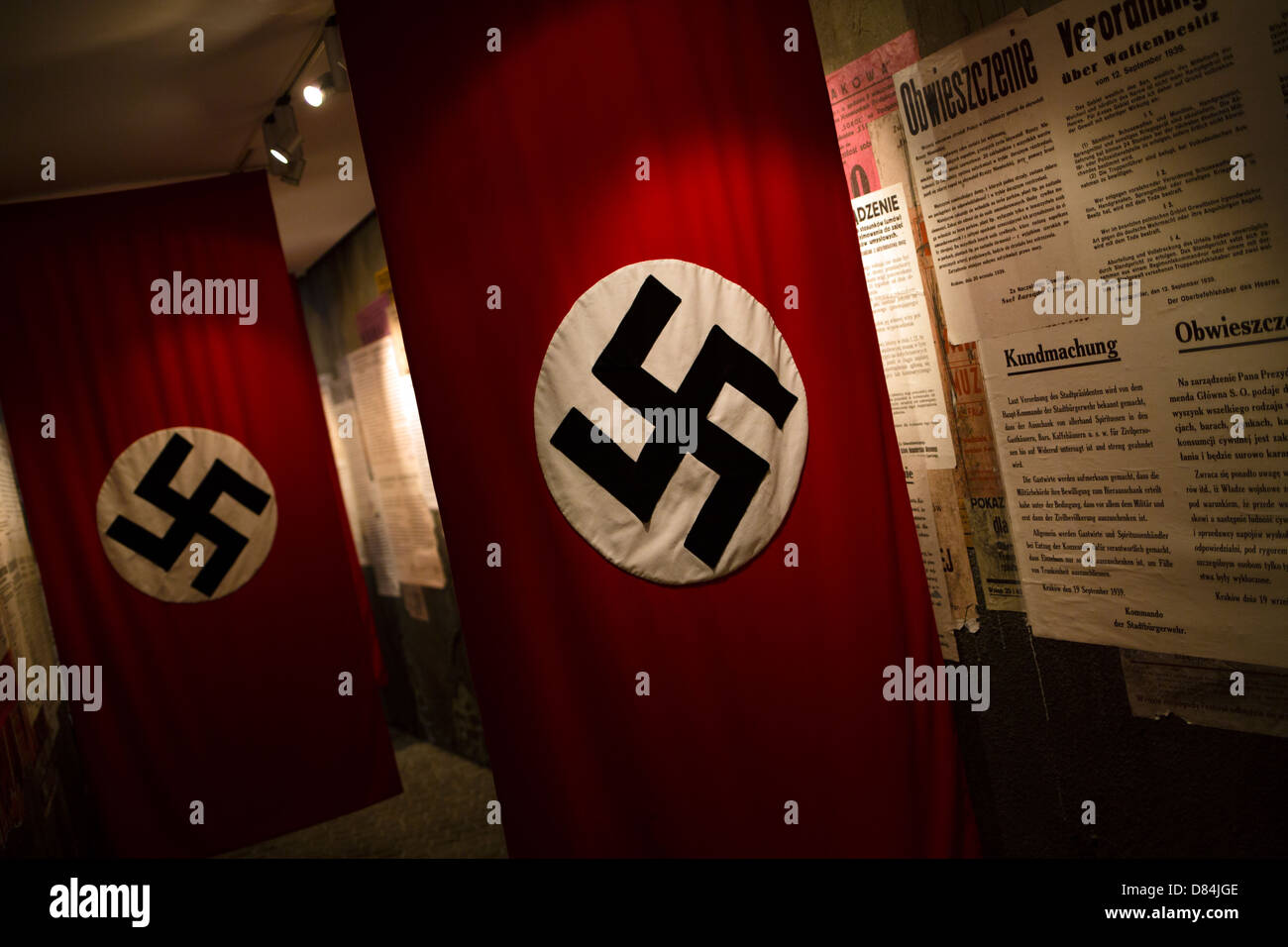 Swastikas in the Oskar Schindler's factory, Krakow, Poland, Europe Stock Photo