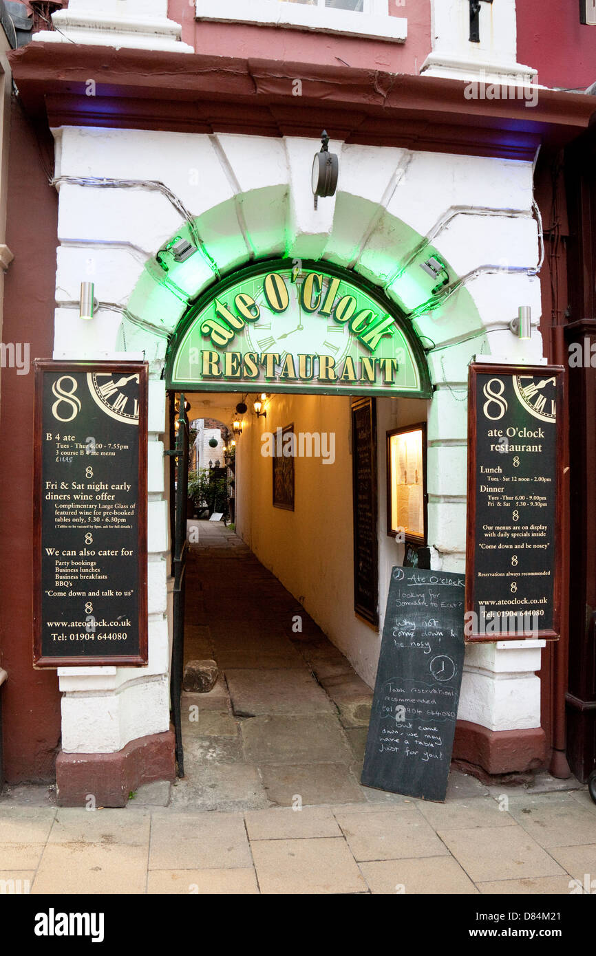 The Ate O'Clock restaurant, Hogh Ousegate, York, Yorkshire UK Stock Photo