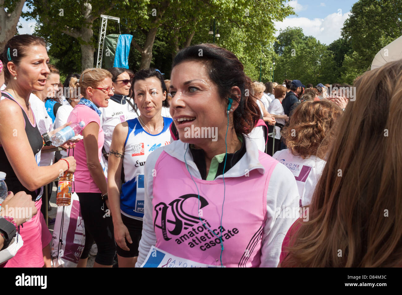 Milan, Italy - May 19, 2013: Thousands of women at the Avon running for promoting a healthy and active lifestyle Stock Photo