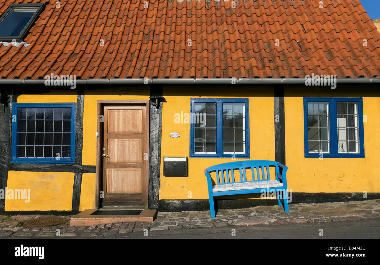 Typical colourful residential house on Bornholm in Denmark Stock Photo