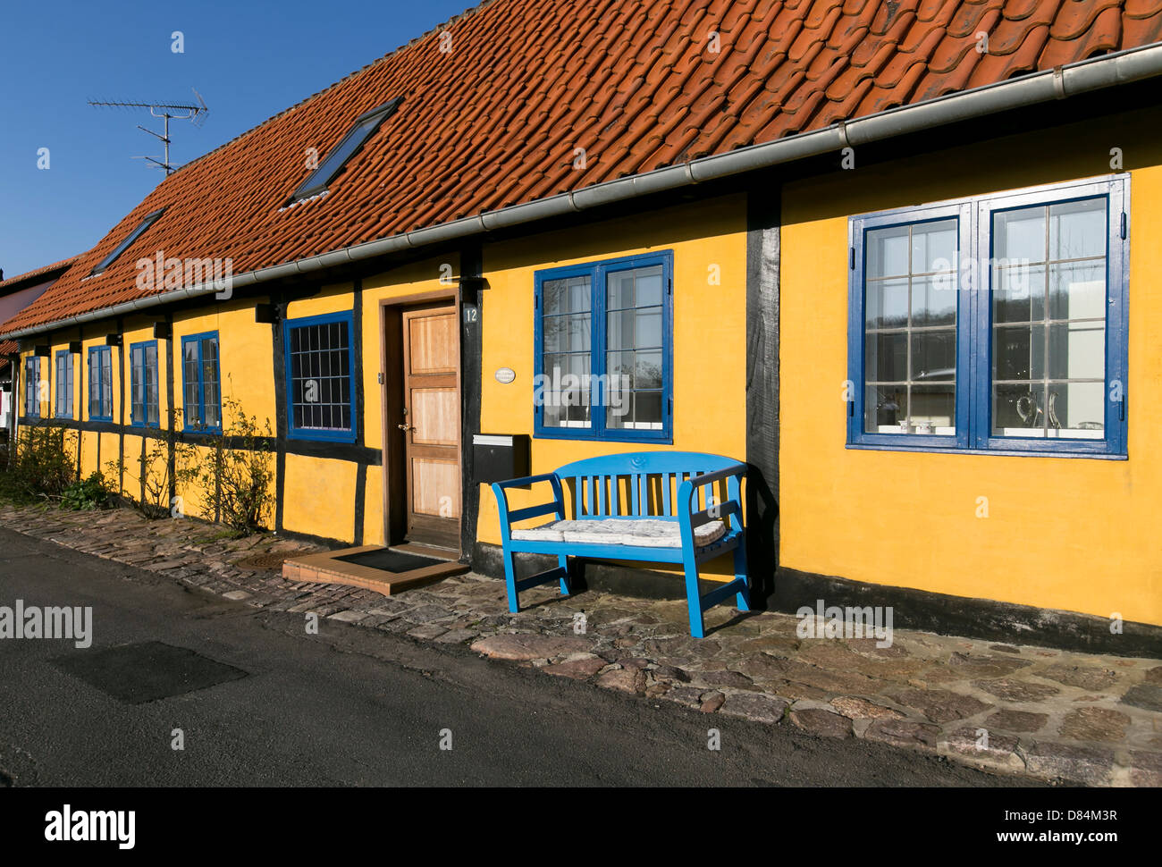 Typical colourful residential house on Bornholm in Denmark Stock Photo