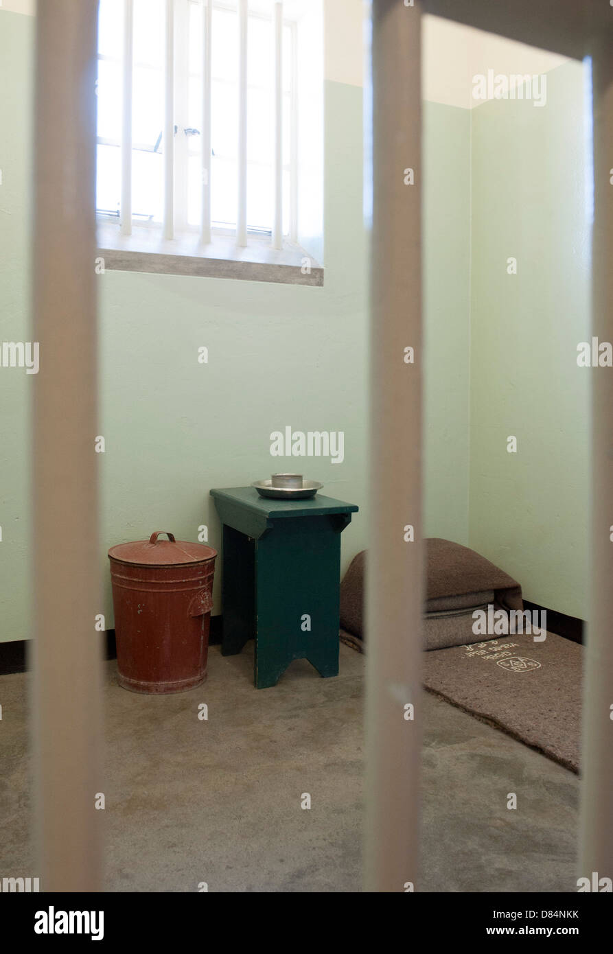 Nelson Mandela's former cell on Robben Island, Cape Town, South Africa Stock Photo