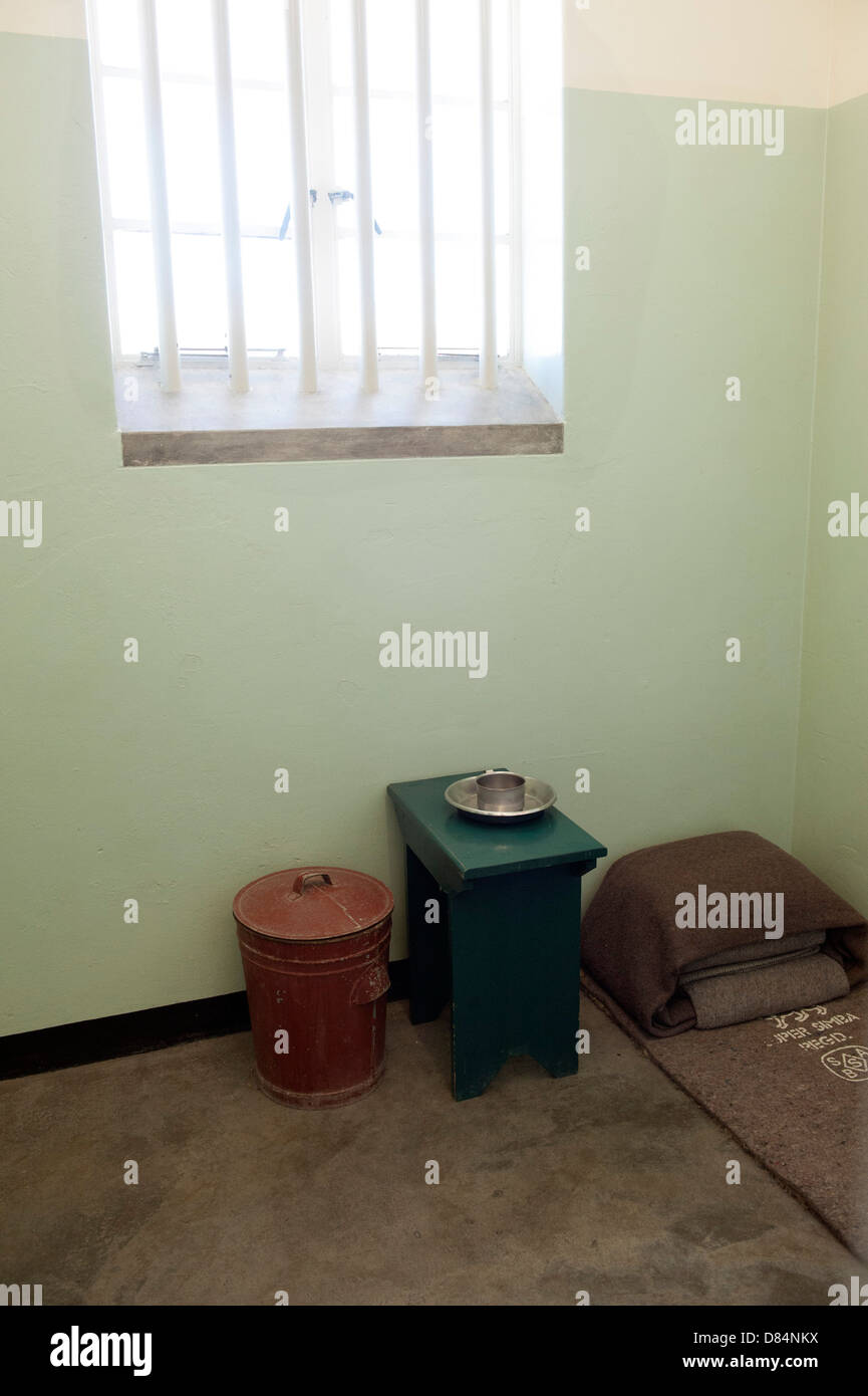 Nelson Mandela's former cell on Robben Island, Cape Town, South Africa Stock Photo