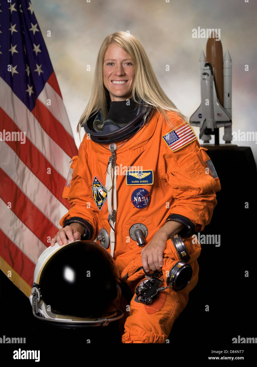 NASA Astronaut Karen Nyberg in her official portrait May 19, 2013 in Houston, TX. Stock Photo