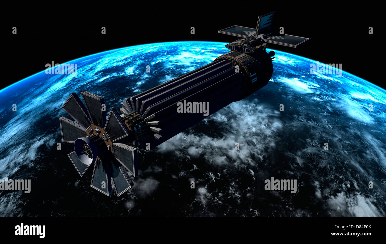 Chinese orbital weapons platform featured in 2001 : A Space Odyssey, in Earth orbit. Stock Photo