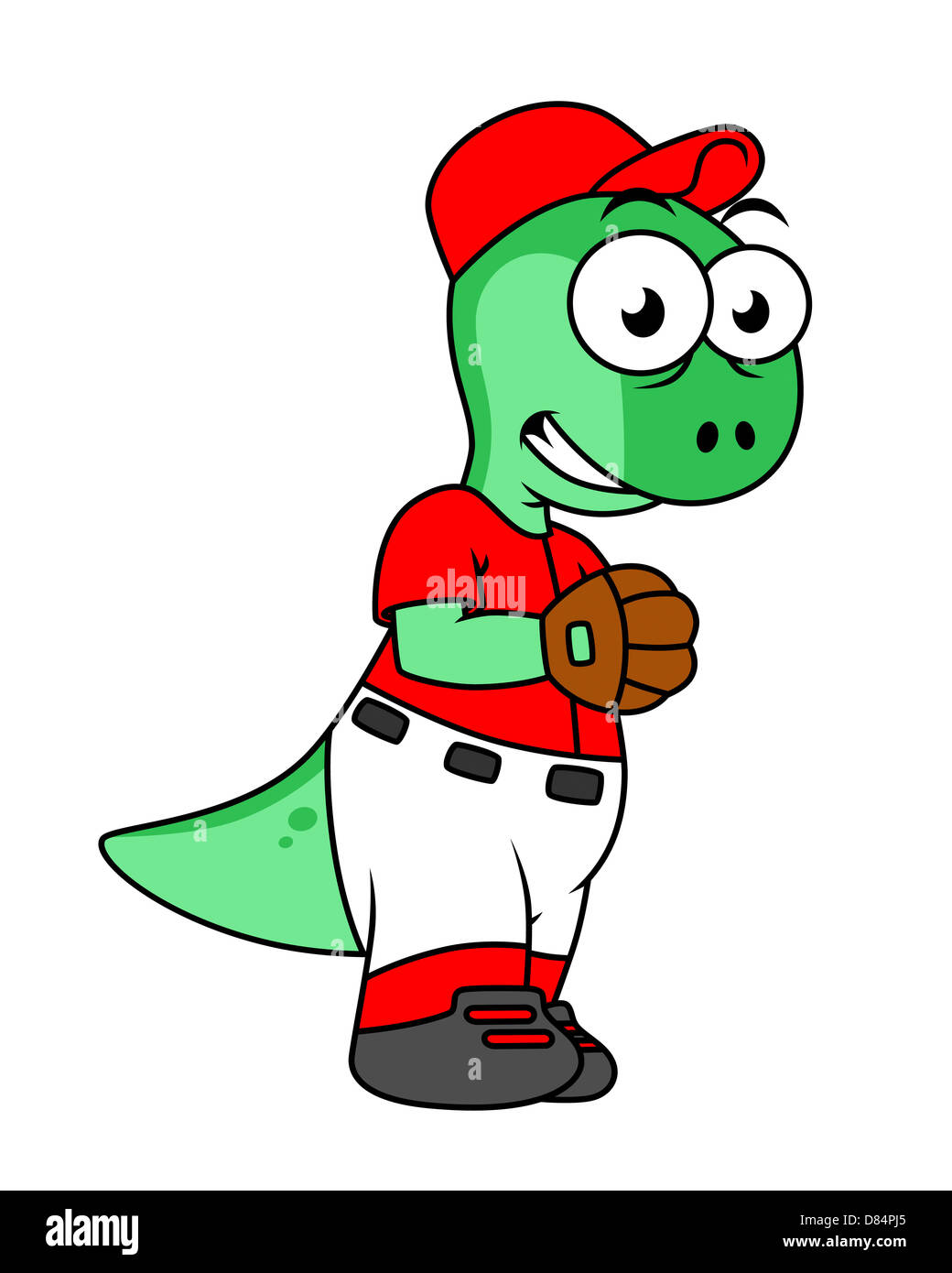 Illustration of a Pachycephalosaurus baseball pitcher. Stock Photo