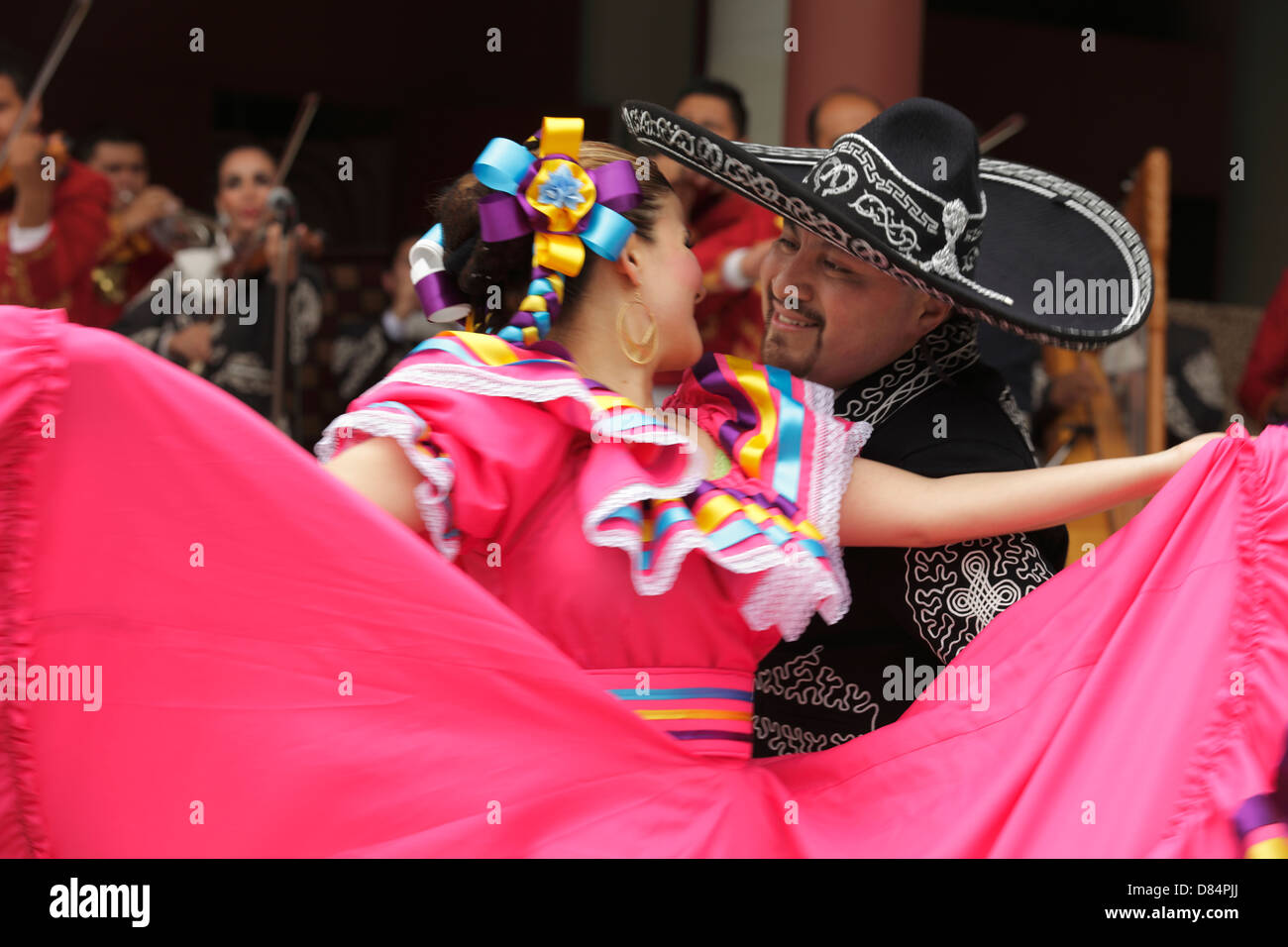 Mexican Mariachi singers and dancers performing in Centennial Square at Africa FestVictoria
