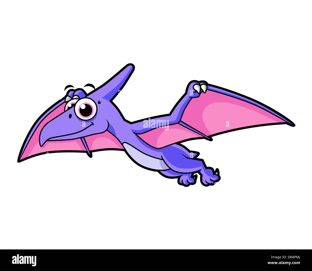 Cute illustration of a flying pterodactyl. Stock Photo