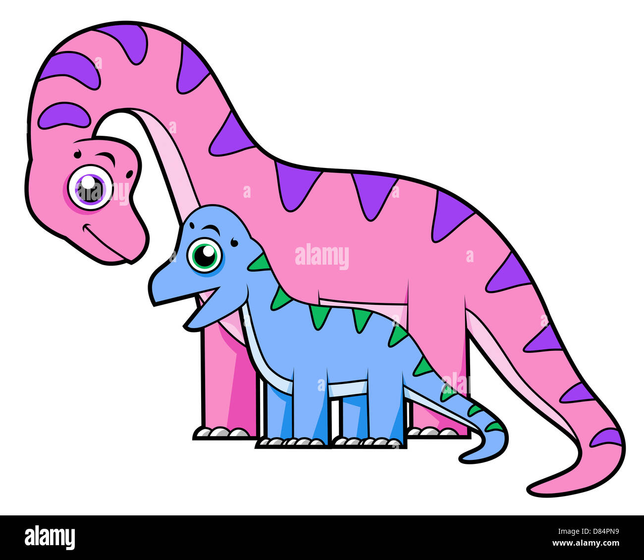 Cute illustration of a mother and child Brachiosaurus. Stock Photo