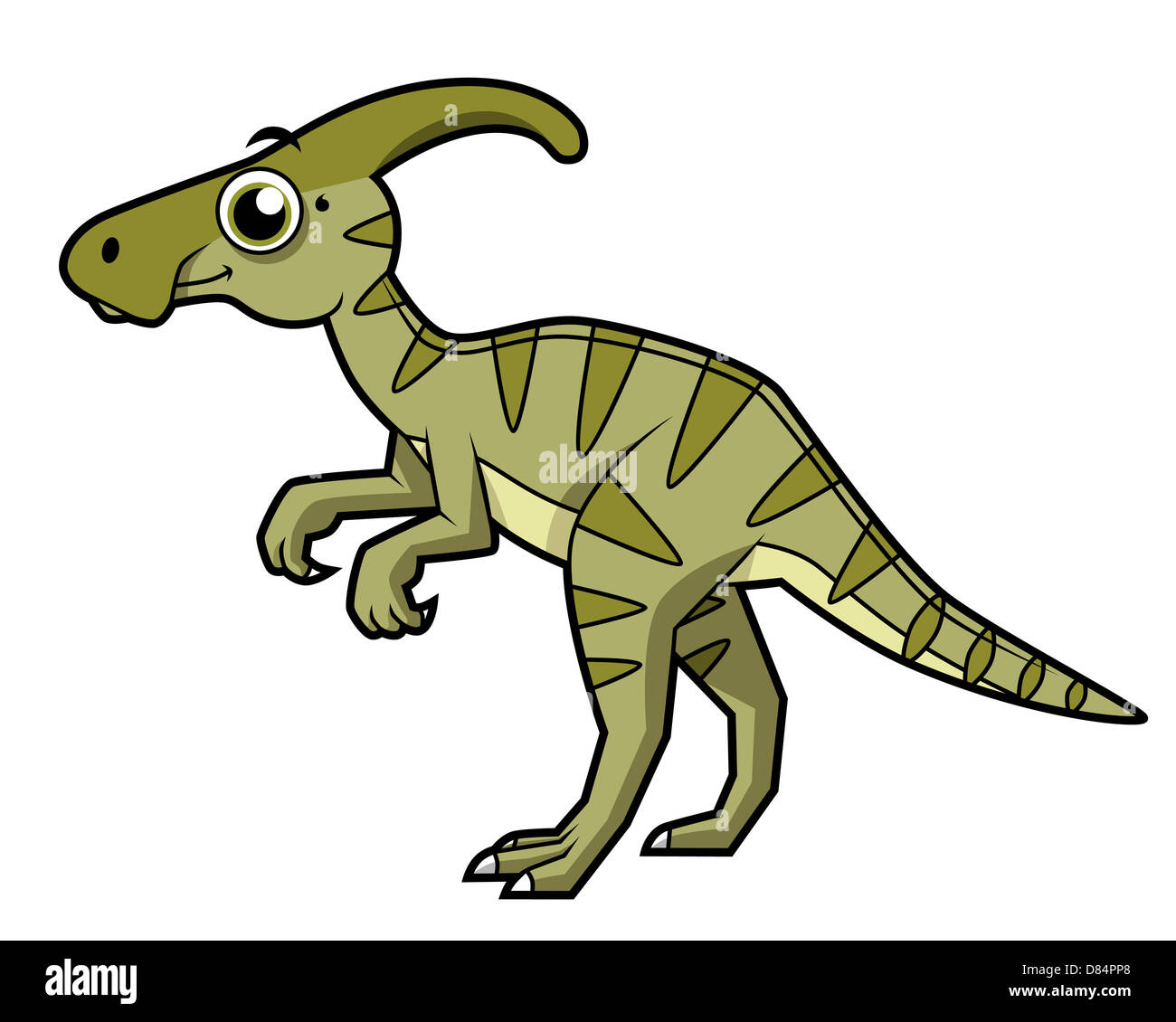 Cute illustration of a Parasaurolophus dinosaur. Stock Photo