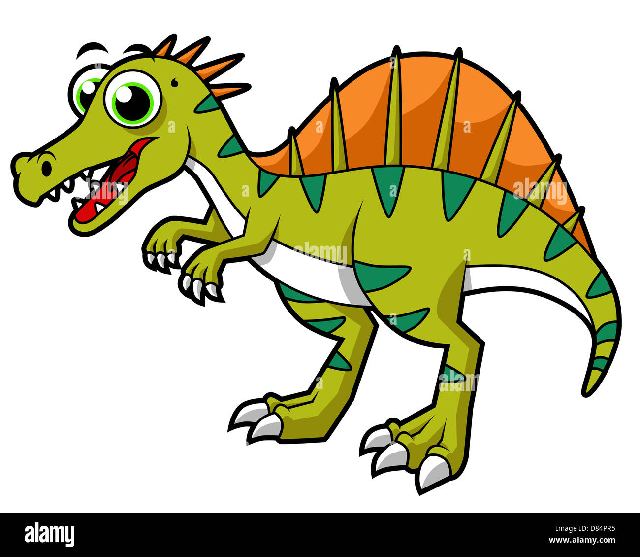 Cute illustration of a smiling Spinosaurus. Stock Photo
