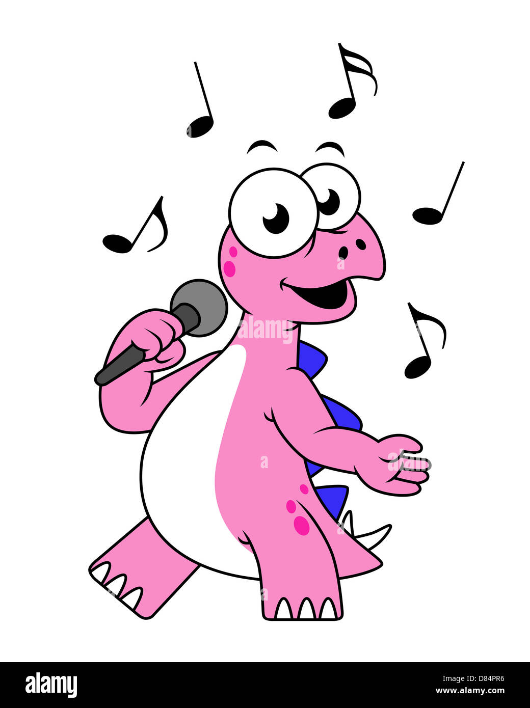 Illustration of a singing Stegosaurus. Stock Photo
