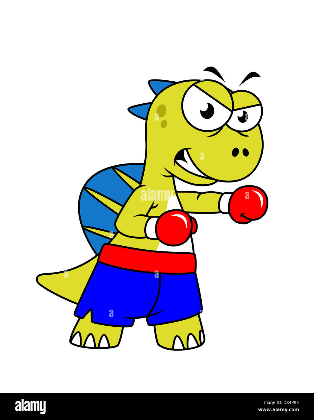 Illustration of a Spinosaurus boxing. Stock Photo