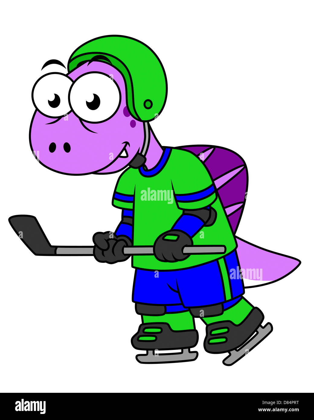 Illustration of a Spinosaurus hockey player. Stock Photo